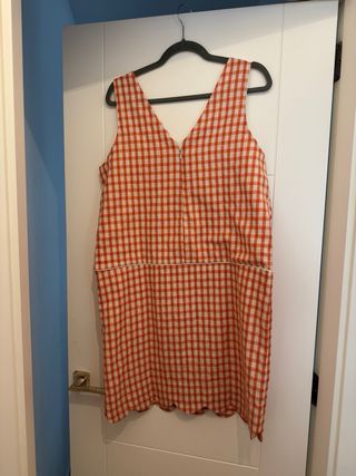 Vestido Rita cuadros naranja y blanco
