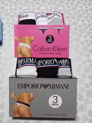 Tangas Calvin Klein y Emporio Armani. 