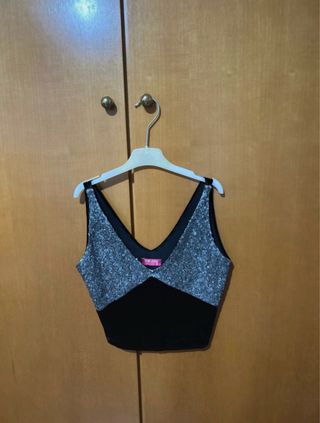 Top brillos the are plateado y negro