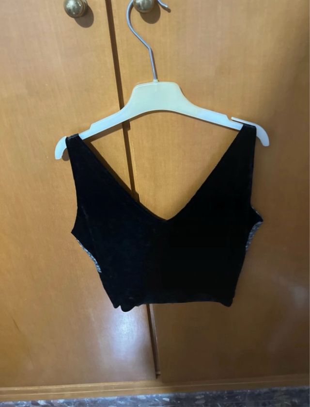 Top brillos the are plateado y negro