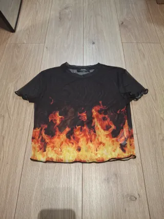 Camiseta Malla Transparente Llamas