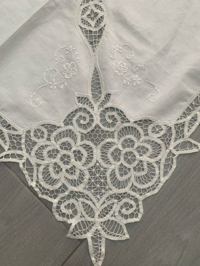 Mantelerías Algodón y Lino Beige/Blanco