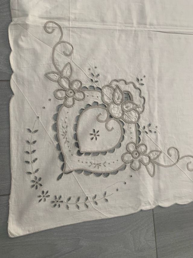 Mantelerías Algodón y Lino Beige/Blanco