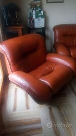 Divano 3 posti + poltrona vera pelle 