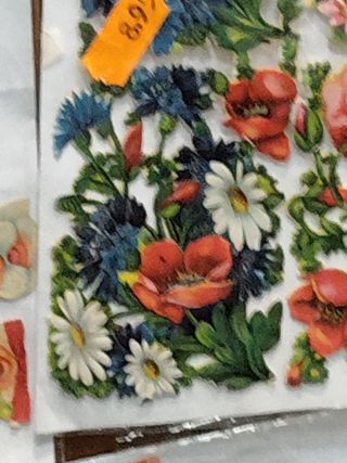 4 Cromos Antiguos Flores Adornos