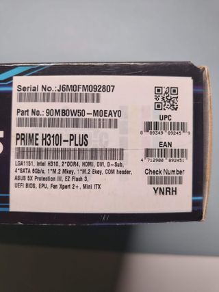 Placa Base ASUS PRIME H310I-PLUS Mini-ITX rev.1.01