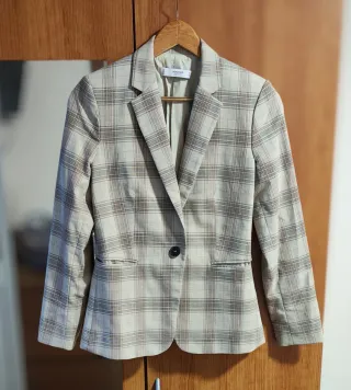 Blazer Mango Senhora Bege/Castanho Tamanho S