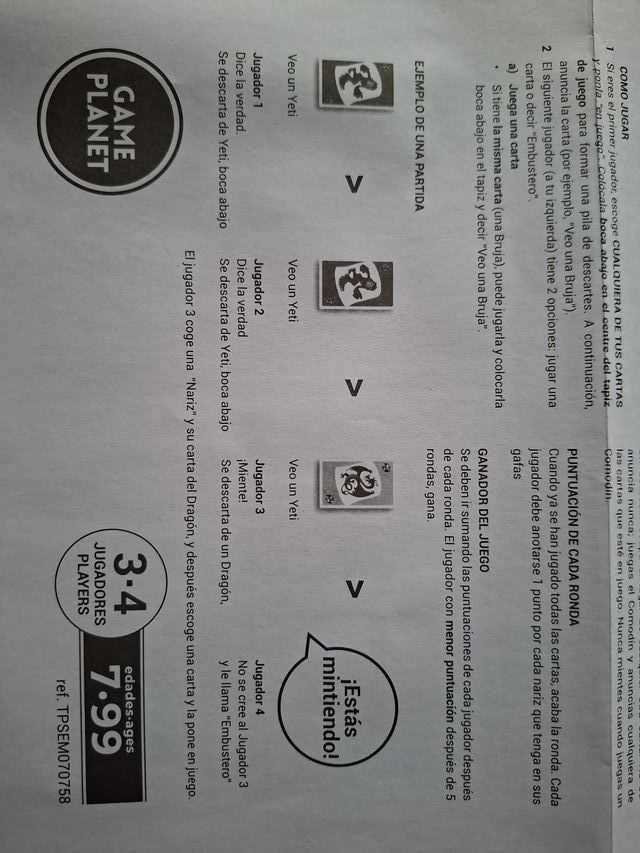 Me Crece la Nariz Juego de Mesa