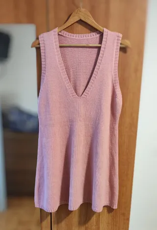Colete de malha rosa