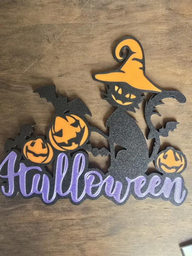 Cartel Decorativo Halloween Gato Calabazas