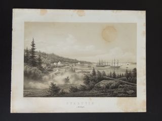 Litografia Originale d'Epoca: Svartvik (Svezia)