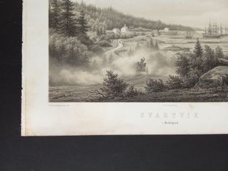 Litografia Originale d'Epoca: Svartvik (Svezia)