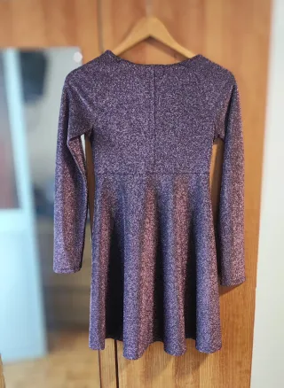 Vestido Brilhante Roxo e Preto