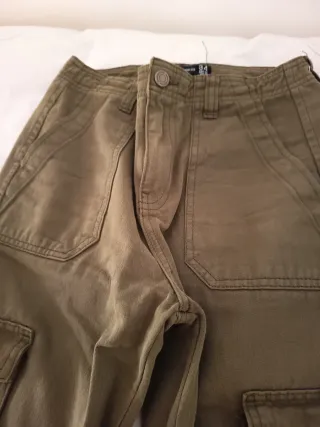 Pantalones anchos cargo verde talla 34