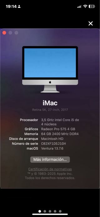 iMac Retina 27'' 2017 con caja original