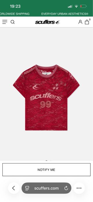 Camiseta Scuffers Granate Encaje Talla XS