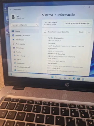 Portátil hp i7