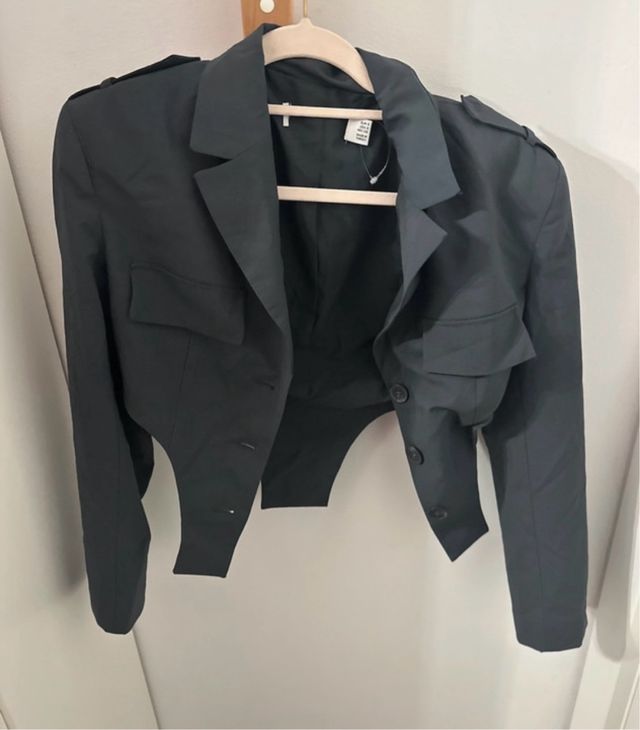 Blazer crop gris Bershka S