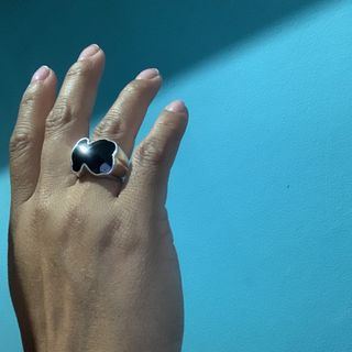 Anillo Tous Negro y Plateado plata 
