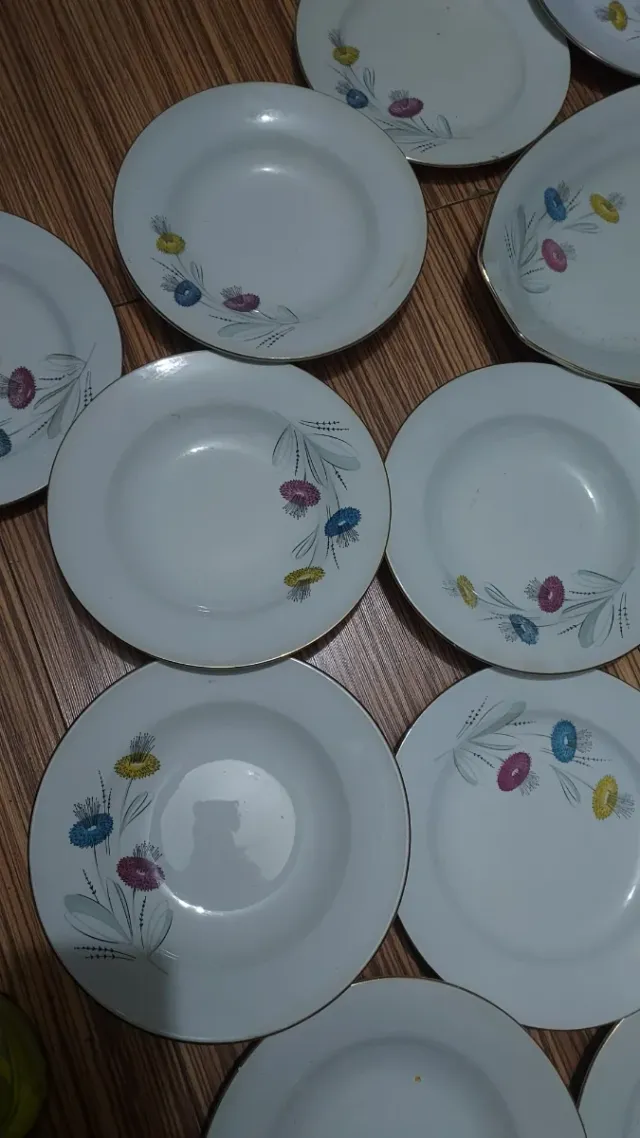 Juego de platos de porcelana con flores