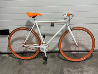 Bicicleta Fixie Blanca Naranja
