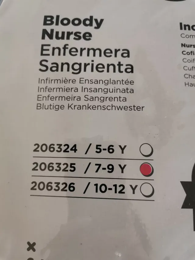 Disfraz Enfermera Sangrienta Talla 7-9