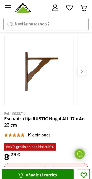 Escuadra de madera 17x23cm Madera Nogal. 