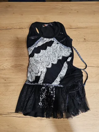 Vestido Desigual Negro y Plateado