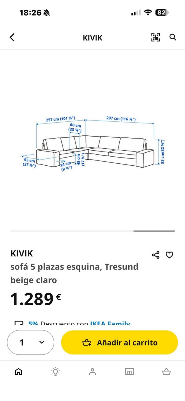 Sofá esquinero Kivik beige/gris
