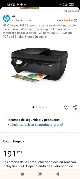Impresora HP Officejet 3833 Multifunción
