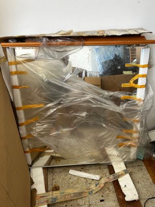 Espejo de baño madera y cristal