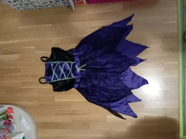 Disfraz Bruja Halloween Morado Negro.De 6 a 8 años