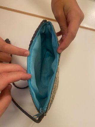 Bolso rafia cremallera abalorios