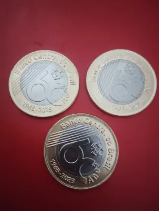 3 Monedas 1 Real Brasil 2025 Bimetálicas