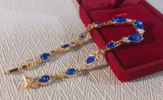 Pulsera cobre con piedras azules