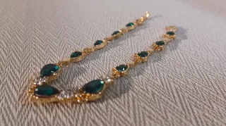 Pulsera cobre con esmeralda imitación