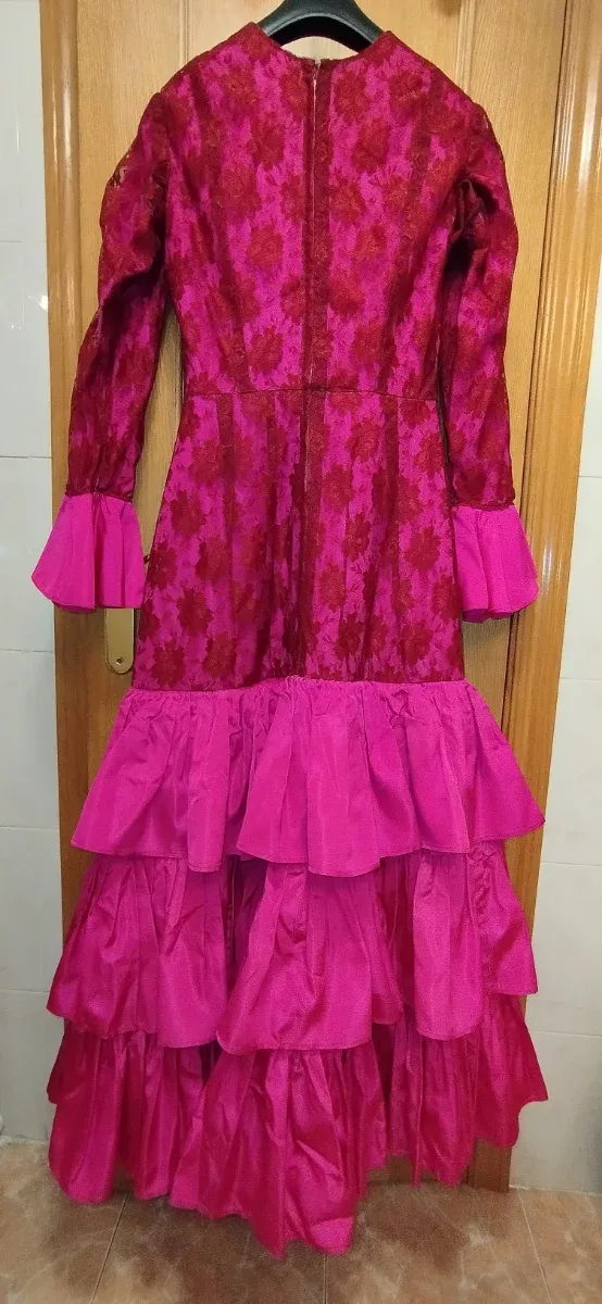 Vestido Flamenco Fucsia y Granate