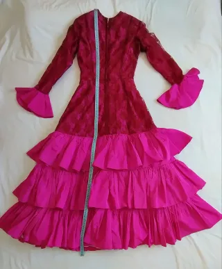 Vestido Flamenco Fucsia y Granate