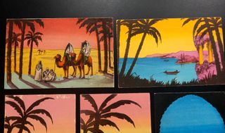 Lote 8 postales desierto y camellos M.G.A. Francia