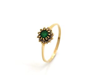 sortija oro 18k con piedra con diamante,esmeralda
