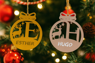 Adorno Navidad Personalizado Inicial y Nombre