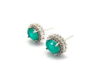 pendientes plata 925mm con piedra con circonita
