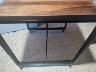 Mesa rústica madera y acero