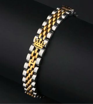 Pulsera estilo Rolex corona oro y plata