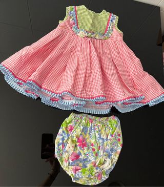 Vestido y braguita cuadros Vichy 3 años