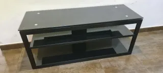 Mesa TV Cristal Negro y Metal