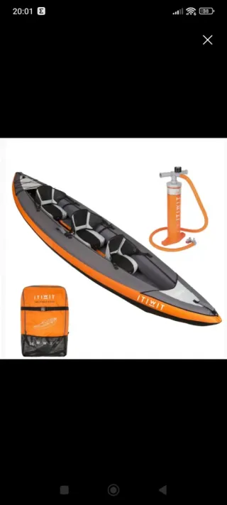 2 Kayak hinchable 3 plazas + 2 remos+inflador