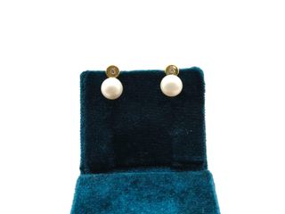 pendientes oro 18k con piedra con circonita,perla