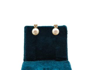 pendientes oro 18k con piedra con circonita,perla