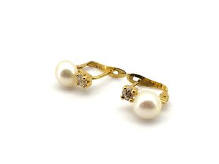 pendientes oro 18k con piedra con circonita,perla